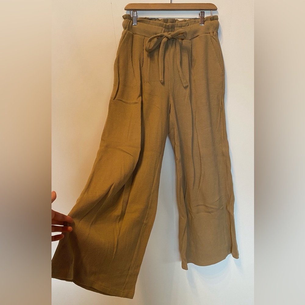 BRAND NEW Annagail caramel coloured waffle trousers. Never worn.